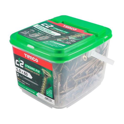 Picture of Timco C2 Strong-Fix PZ Screws Double-Countersunk 5.0x60mm Tub of 400 Multi-Purpose Screw