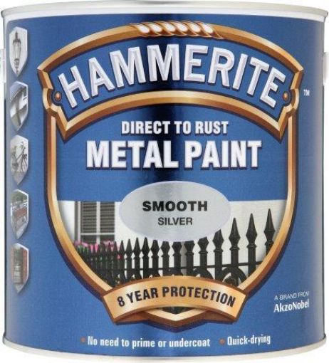 Picture of Hammerite Smooth Silver Metal Paint 2.5L Direct To Rust