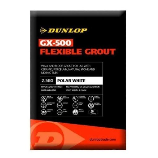 Picture of Dunlop GX-500 Polar White Tile Grout 10kg Flexible