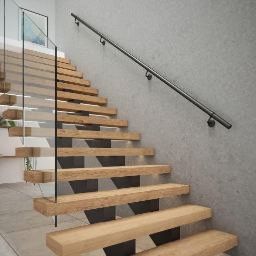 Picture of Rothley Matt Black Handrail Kit 3.6m Stair Handrail