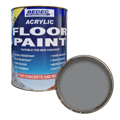 Picture of Bedec Acrylic Base Battleship Grey Concrete Garage Floor Paint 2.5L