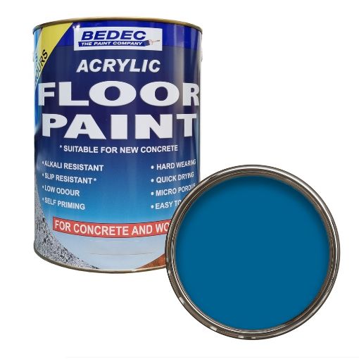 Picture of Bedec Acrylic Base Blue Concrete Garage Floor Paint 1L