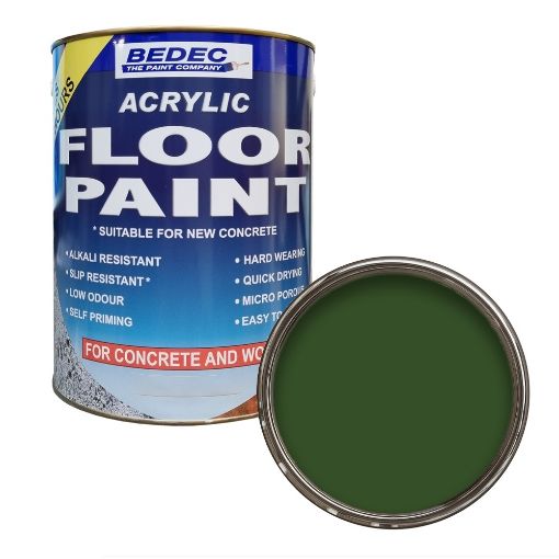 Picture of Bedec Acrylic Base Dark Green Concrete Garage Floor Paint 1L
