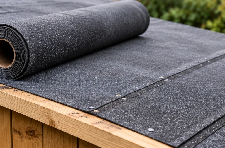 Roofing felt and weatherproofing materials for shed roof repairs
